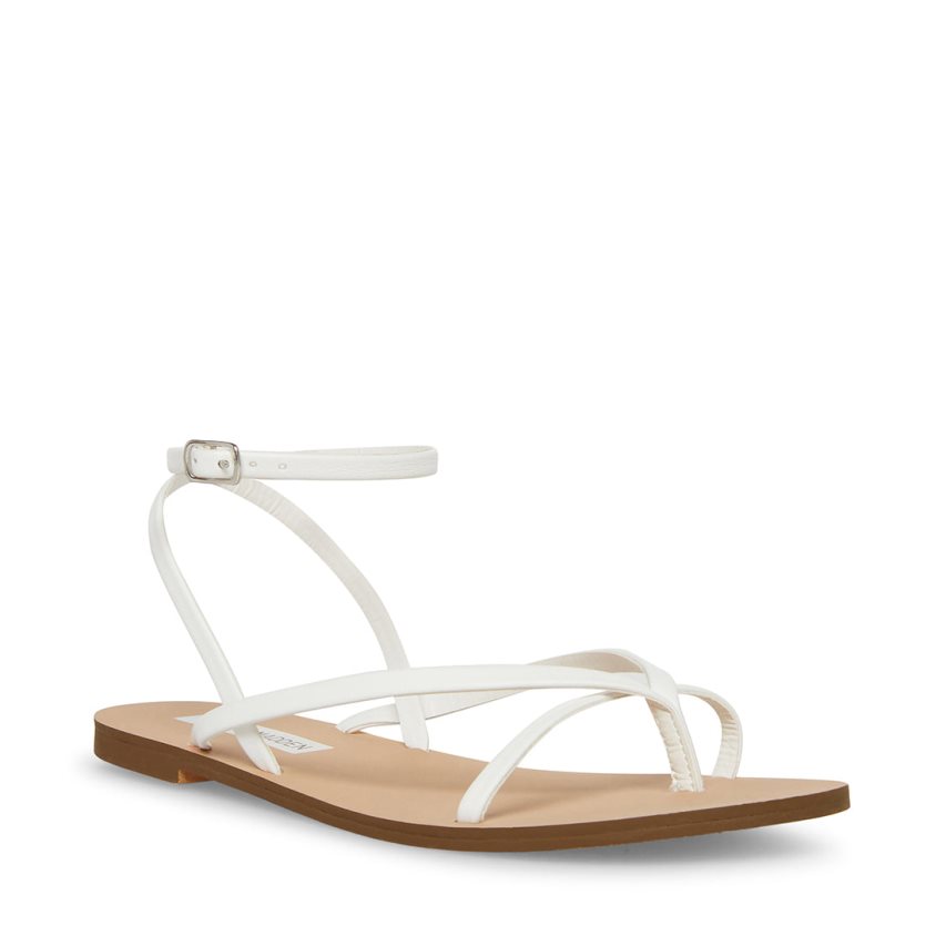 White Steve Madden Amuse Women's Flat Sandals | PH 3687UBH